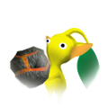 The icon for a Yellow Pikmin in the leaf stage holding a bomb rock in the Nintendo Switch version of Pikmin 1.