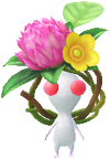 A White Special Decor Pikmin with Flower Crown decor from Pikmin Bloom.