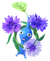 Lifelog artwork of a Blue Special Decor Pikmin with Flower Crown decor from Pikmin Bloom.