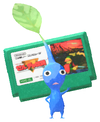 Lifelog artwork of a Blue Special Decor Pikmin with Game Pak decor from Pikmin Bloom.