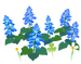 Texture for blue salvia flowers on the map in Pikmin Bloom.