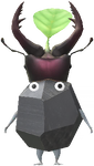 A Rock Forest Decor Pikmin with Stag Beetle decor from Pikmin Bloom.