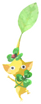 Lifelog artwork of a Yellow Park Decor Pikmin with Clover decor from Pikmin Bloom.