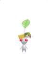An animation of a White Pikmin with a Banana from Pikmin Bloom.