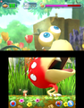 The Bulborb being attacked by Red Pikmin.