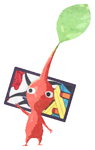 Lifelog artwork of a Red Special Decor Pikmin with Flower Card decor from Pikmin Bloom.