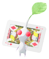Lifelog artwork of a White Special Decor Pikmin with Playing Card decor from Pikmin Bloom.