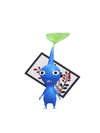 An animation of a Blue Pikmin with a Flower Card from Pikmin Bloom.