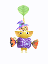 An animation of a yellow Pikmin with a halloween treat from Pikmin Bloom.