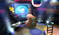 Captain Olimar inside the S.S. Dolphin II's cockpit, sitting at his chair, while the ship announces they have managed to collect 30,000 Sparklium.