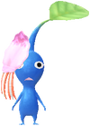 A Blue Special Decor Pikmin with Valentine Sticker decor from Pikmin Bloom.