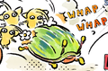 An Iridescent Flint Beetle being attacked by Yellow Pikmin as seen in the "The Yellow Pikmin and the Hole, Pt. 1" comic.