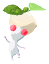 Lifelog artwork of a White Special Decor Pikmin with Cheese decor from Pikmin Bloom.