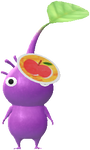 A Purple Special Decor Pikmin with Fall Sticker decor from Pikmin Bloom.