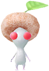 A White Sweetshop Decor Pikmin with Donut decor from Pikmin Bloom.