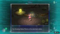 Page 1 of the second unique hint in the Distant Tundra in Pikmin 3 Deluxe. This screenshot of the hint page should be replaced with the hint image itself when possible.
