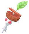 Lifelog artwork of a White Special Decor Pikmin with Wurst decor from Pikmin Bloom.