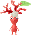 A special Red Decor Pikmin with a Coral costume from Pikmin Bloom.