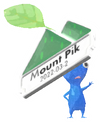 Lifelog artwork of a Blue Mountain Decor Pikmin with Mountain Pin Badge decor from Pikmin Bloom.