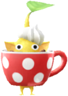 A yellow Decor Pikmin with the Café costume.
