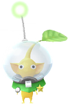A Yellow Special Decor Pikmin with Koppaite Space Suit decor from Pikmin Bloom.