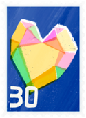 Reverse valentines day themed stamp for Pikmin Bloom.