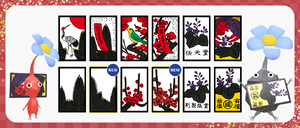 Flower Card Decor Pikmin designs available to obtain during the 2025 New Years Event in Pikmin Bloom.
