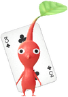 A Red Special Decor Pikmin with Playing Card decor from Pikmin Bloom.