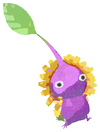 Lifelog artwork of a Purple Zoo Decor Pikmin with Dandelion decor from Pikmin Bloom.