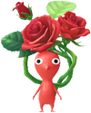 A Red Special Decor Pikmin with Flower Crown decor from Pikmin Bloom.