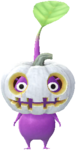 A special event Purple Decor Pikmin wearing a Jack-o'lantern.