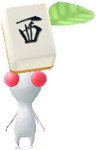 A White Special Decor Pikmin with Mahjong Tile decor from Pikmin Bloom.