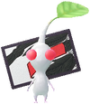 A White Special Decor Pikmin with Flower Card (Volume 2) decor from Pikmin Bloom.