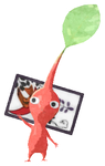 Lifelog artwork of a Red Special Decor Pikmin with Flower Card decor from Pikmin Bloom.
