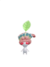 An animation of a White Pikmin with a Mitten from Pikmin Bloom