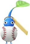 A Blue Stadium Decor Pikmin with Ball Keychain decor from Pikmin Bloom.