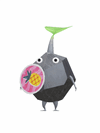 An animation of a Rock Pikmin with a Summer Sticker from Pikmin Bloom