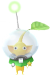 A Yellow Pikmin wearing "Koppaite Space Suit" decor. The design of the suit is based on Captain Charlie.