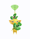 An animation of a yellow Pikmin with a 3 leaf clover from Pikmin Bloom.