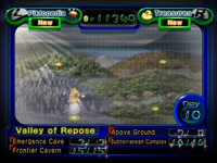 The Area selection menu of Pikmin 2.