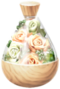 A jar full of white rose petals.