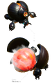 Renders of a Horned Cannon Beetle opening its shell, from the Japanese Pikmin Garden website.