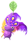 Lifelog artwork of a Purple Special Decor Pikmin with Rio Carnival decor from Pikmin Bloom.