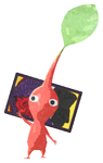 Lifelog artwork of a Red Special Decor Pikmin with Hanafuda Card (Volume 1) decor from Pikmin Bloom.