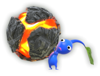 Artwork of a bomb rock in Hey! Pikmin.