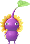 A Purple Zoo Decor Pikmin with Dandelion decor from Pikmin Bloom.