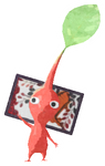 Lifelog artwork of a Red Special Decor Pikmin with Flower Card decor from Pikmin Bloom.