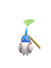 An animation of a Blue Pikmin with a Ball Keychain from Pikmin Bloom