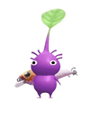 An animation of a Purple Pikmin with a Fishing Lure from Pikmin Bloom.