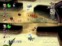 Gameplay of a 2-Player Battle match in Angle Maze. Player 1 is using the ghost power.
